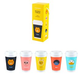 [BoxPartner] Kakao Friends Reusable Tumbler 5p SET_Eco-friendly material, eco-friendly certification, BPA FREE, semi-permanent, eco-friendly_Made in Korea